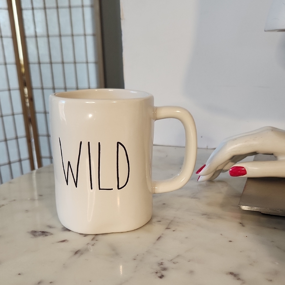 Rae Dunn Cream Ceramic Mug with WILD Text